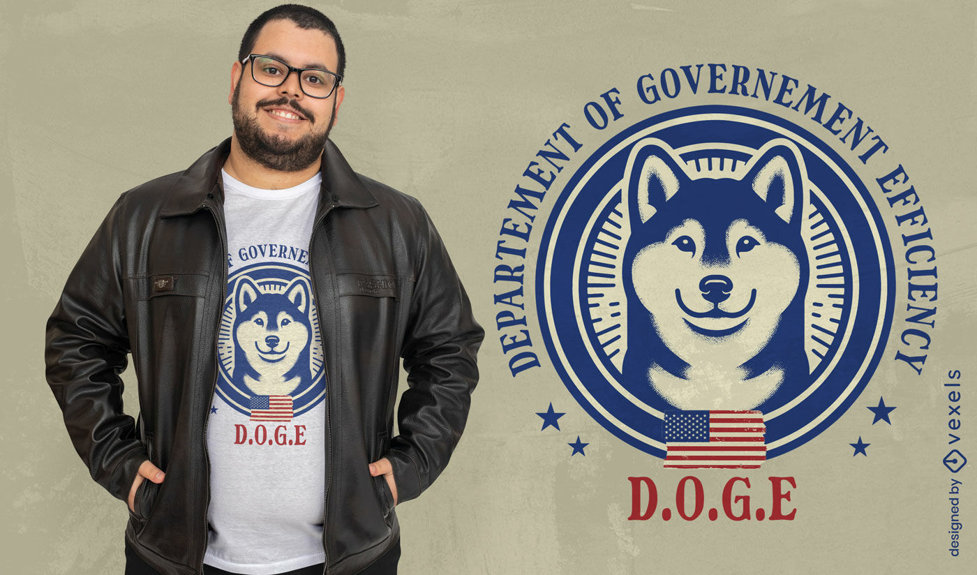 Diseño de camiseta de estilo gubernamental con forma de dogo