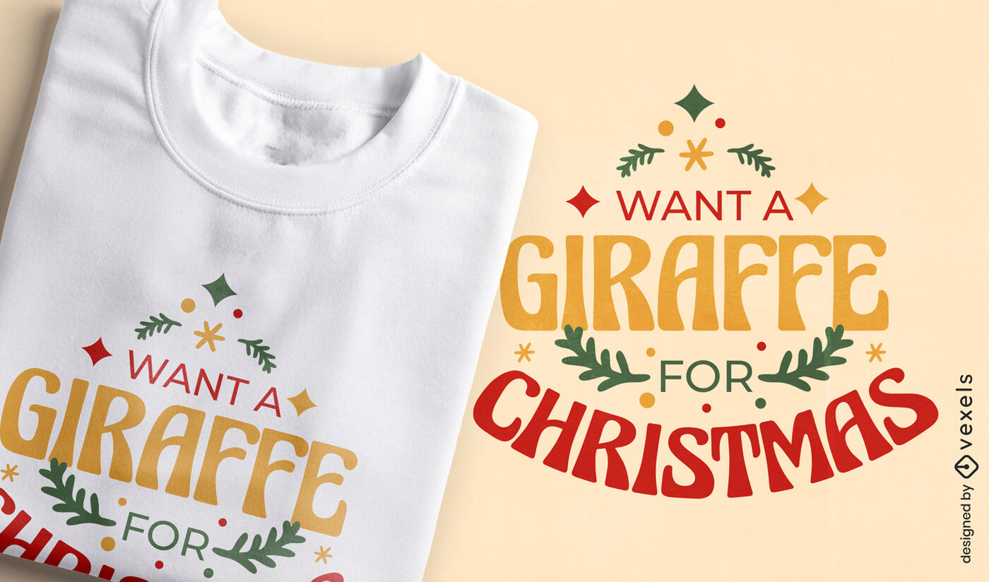 Design de camiseta com citação de girafa de Natal