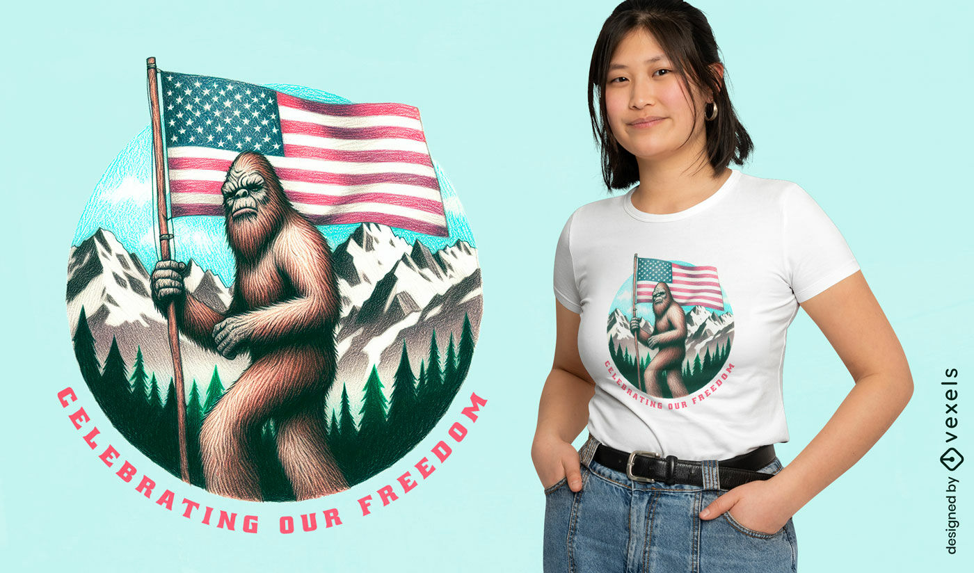 Diseño de camiseta de libertad de Bigfoot