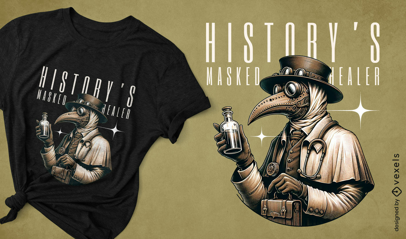 Steampunk plague mask t-shirt design