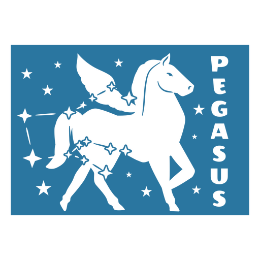 Mythical pegasus silhouette design with stars PNG Design