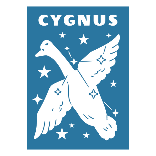 Ilustração celestial de um cisne com estrelas. Desenho PNG