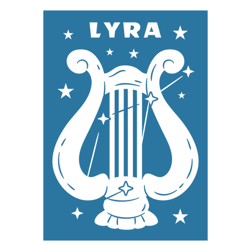 Ilustración estilizada de lira con estrellas Diseño PNG