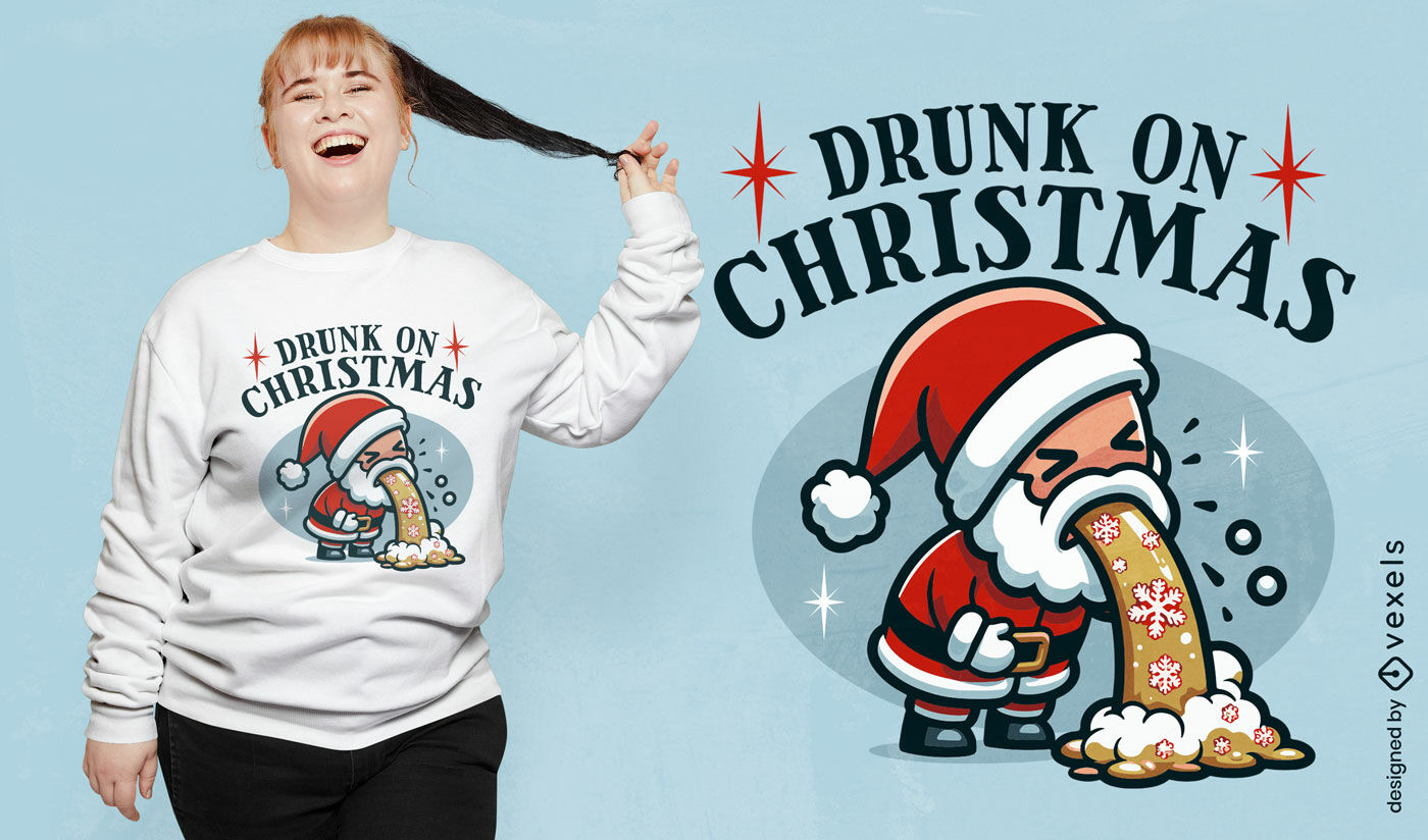 Lustiges betrunkenes Weihnachtsmann-T-Shirt-Design