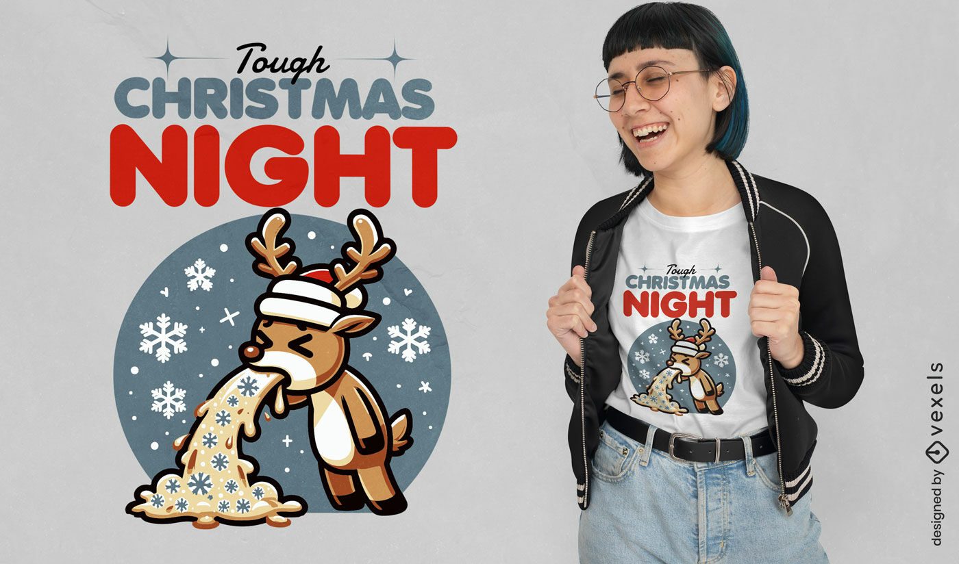 Diseño de camiseta de la noche de Navidad con renos enfermos