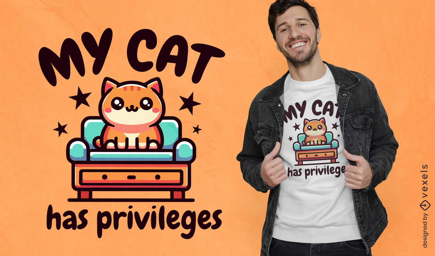 Diseño de camiseta de gato privilegiado