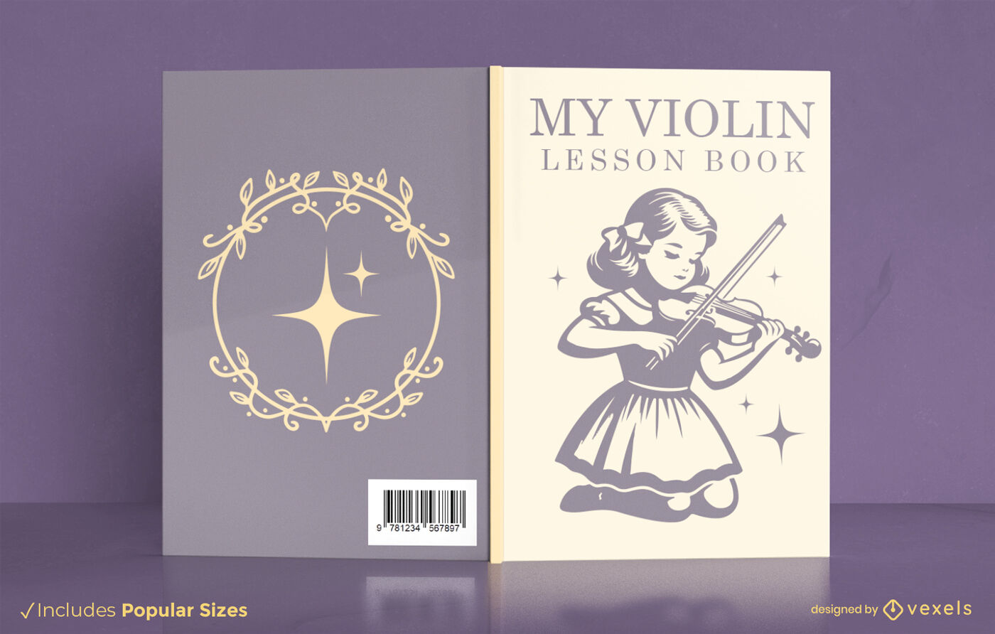 Design de capa de livro de aula de violino