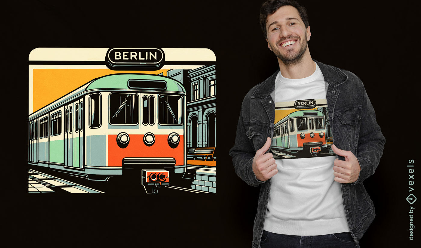 Diseño de camiseta vintage del metro de Berlín