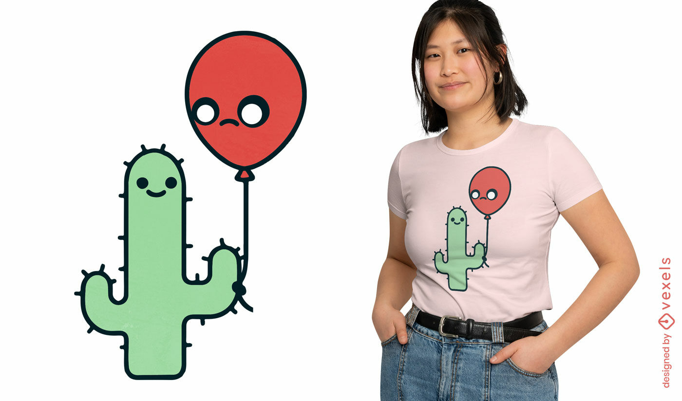 Lindo diseño de camiseta con globo de cactus.