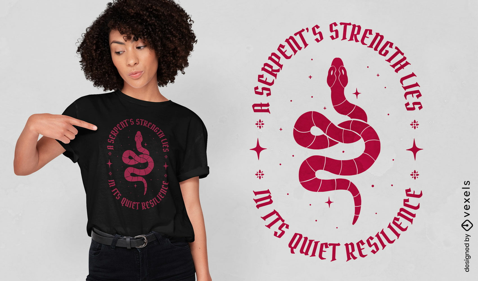 Design de camiseta com a força de uma serpente