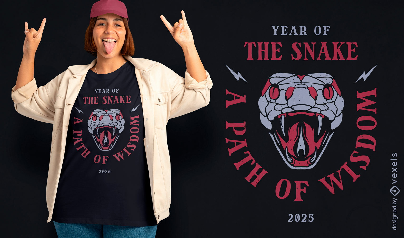 Diseño de camiseta del camino de la sabiduría del año de la serpiente