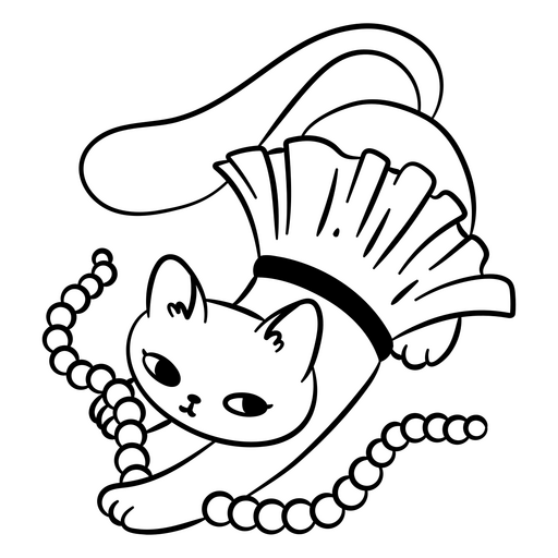 Verspielte Katzenillustration mit Perlen und Rüschen PNG-Design