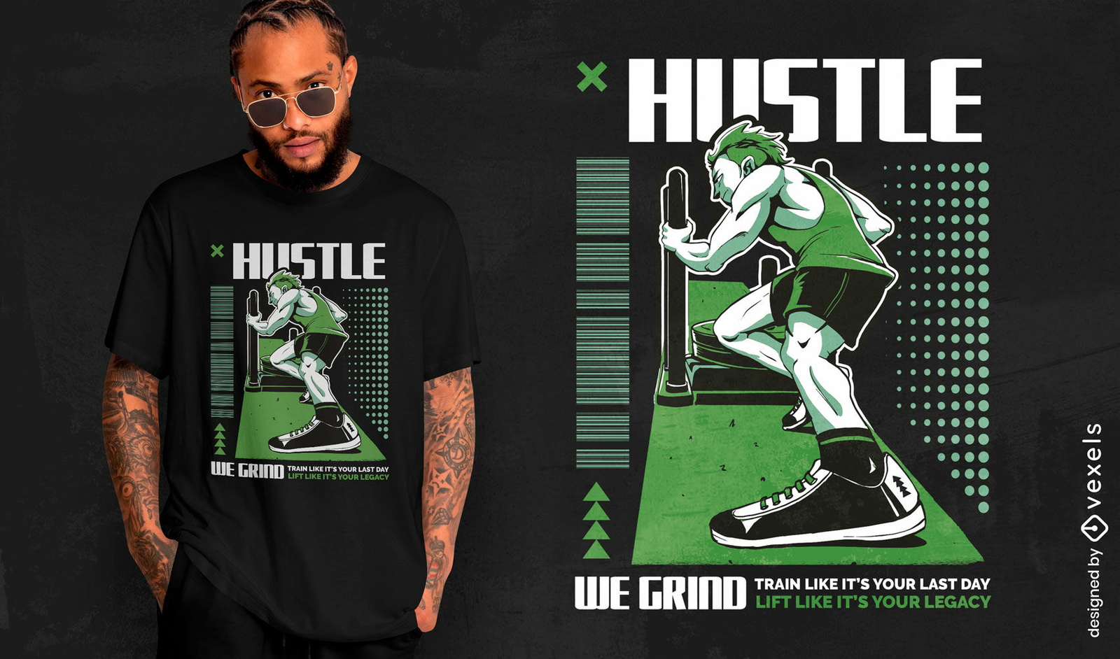 Diseño de camiseta Hustle we grind