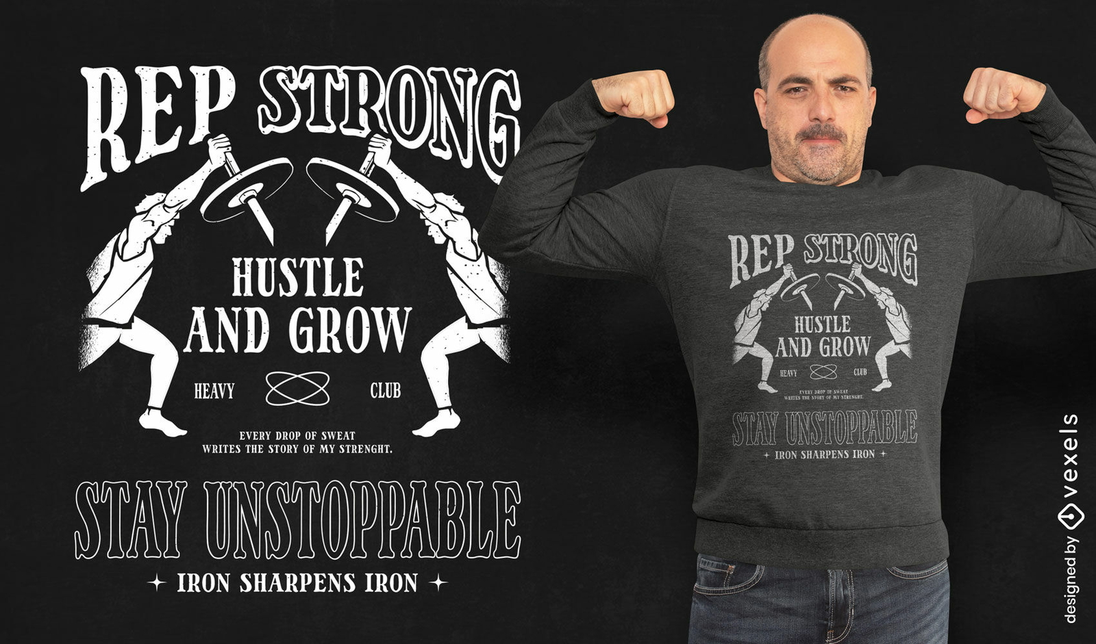 Design de camiseta de academia vintage strongman