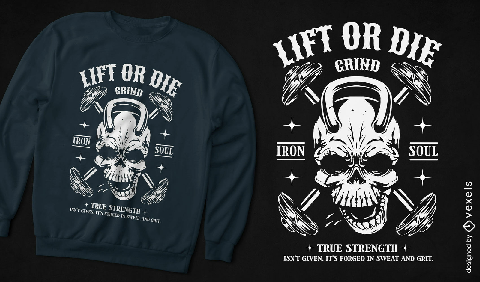 Dark skull gym t-shirt design