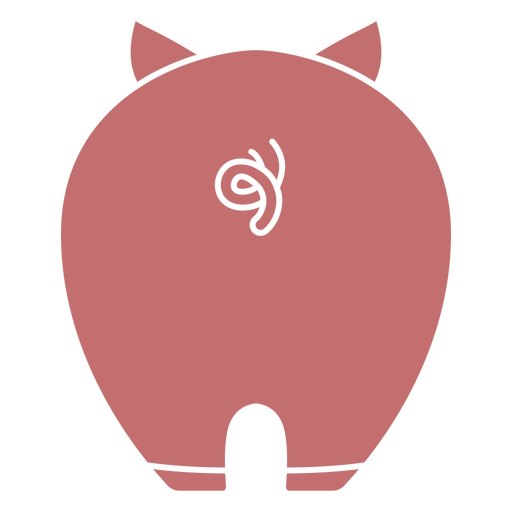 Pink cartoon pig with curly tail design PNG Design