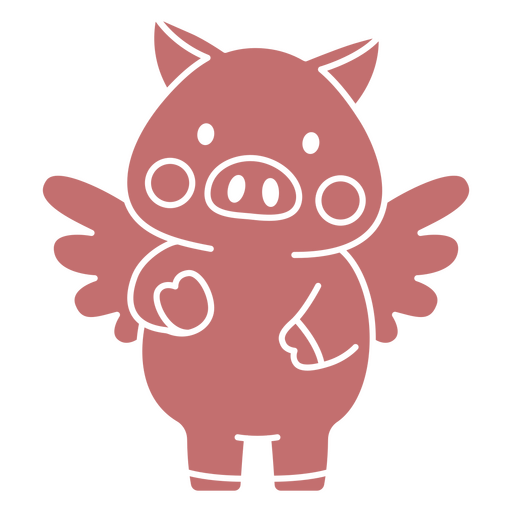 Lindo diseño de cerdo rosa con alas. Diseño PNG