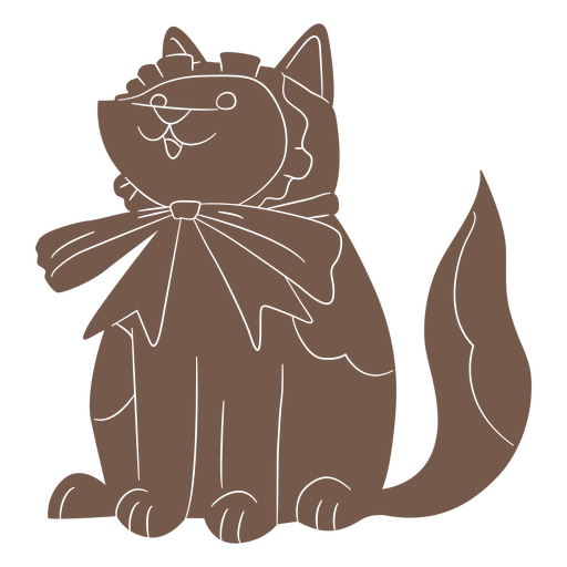 Cute cat with a ribbon PNG Design