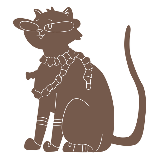  Ausgeschnittenes Katzenmotiv mit Brille PNG-Design