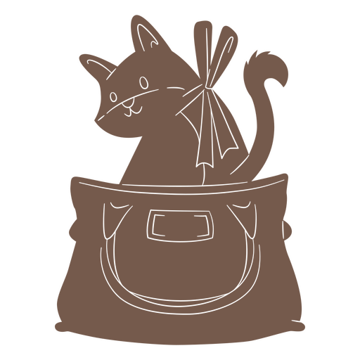 Gato fofo em um design de bolsa Desenho PNG