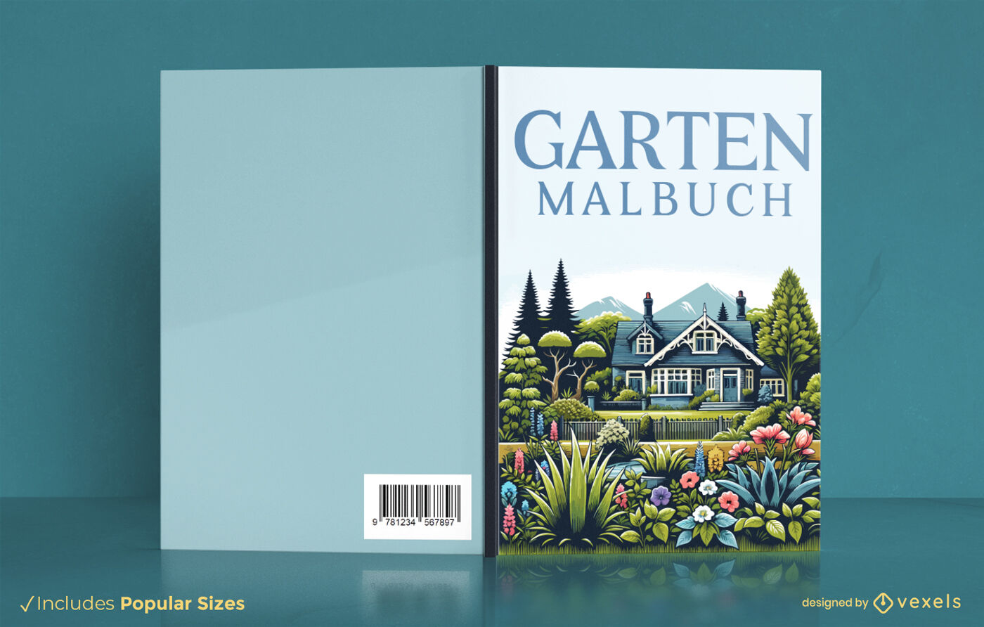 Garten-Malbuch-Cover-Design