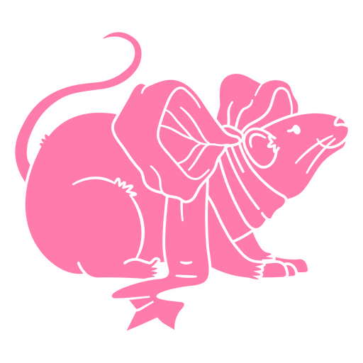 Ratón rosa con diseño de pajarita y suéter. Diseño PNG