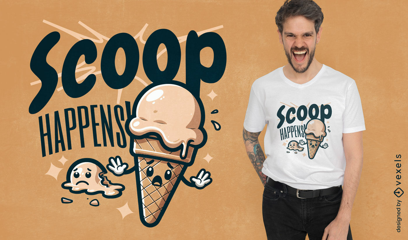 Diseño de camiseta con juego de palabras sobre helado