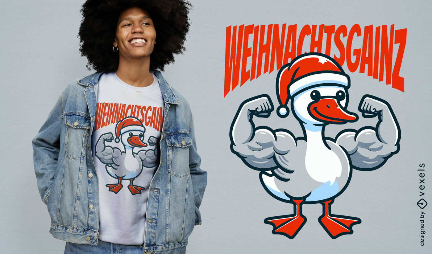 Christmas muscle goose t-shirt design