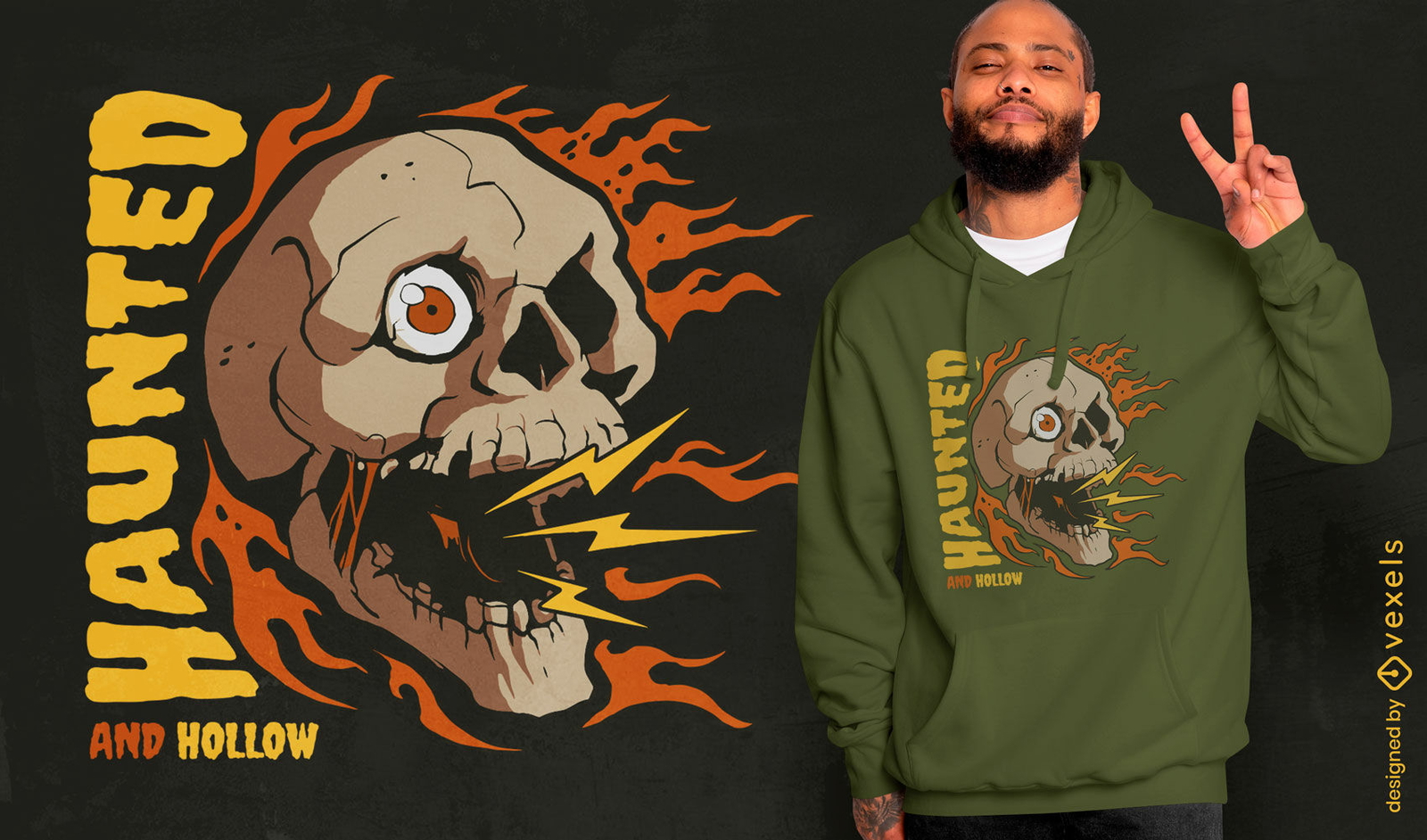 Diseño de camiseta de Halloween con calavera embrujada