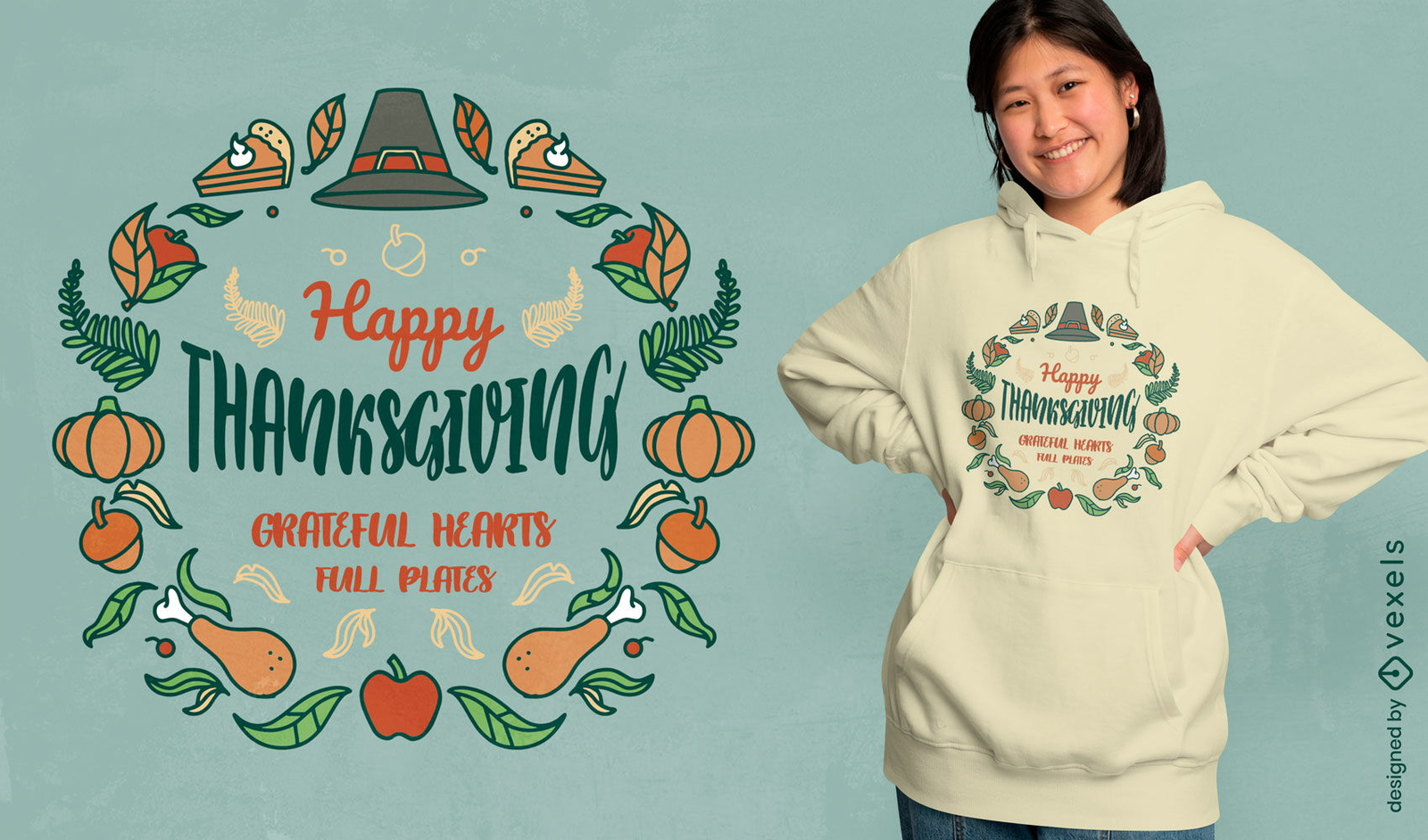 Thanksgiving wreath t-shirt design