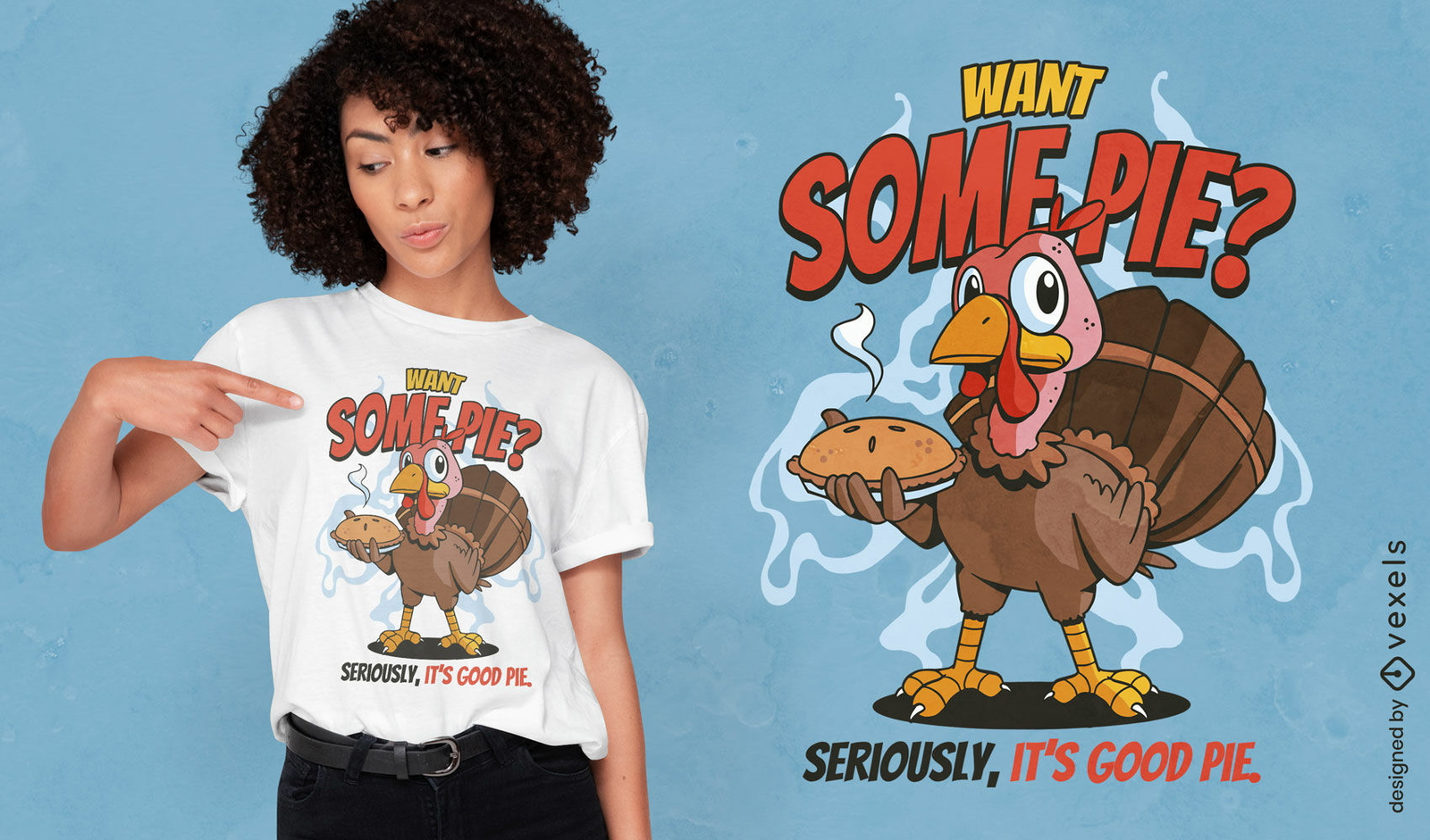Design engraçado de camiseta com torta de Ação de Graças