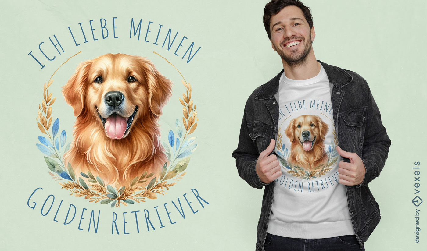 Design de camiseta com retriever alemão