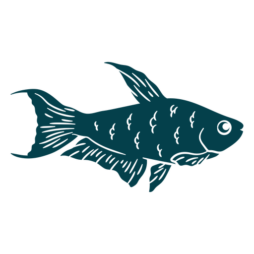 Blue Fish With A Long Tail Design PNG & SVG Design For T-Shirts