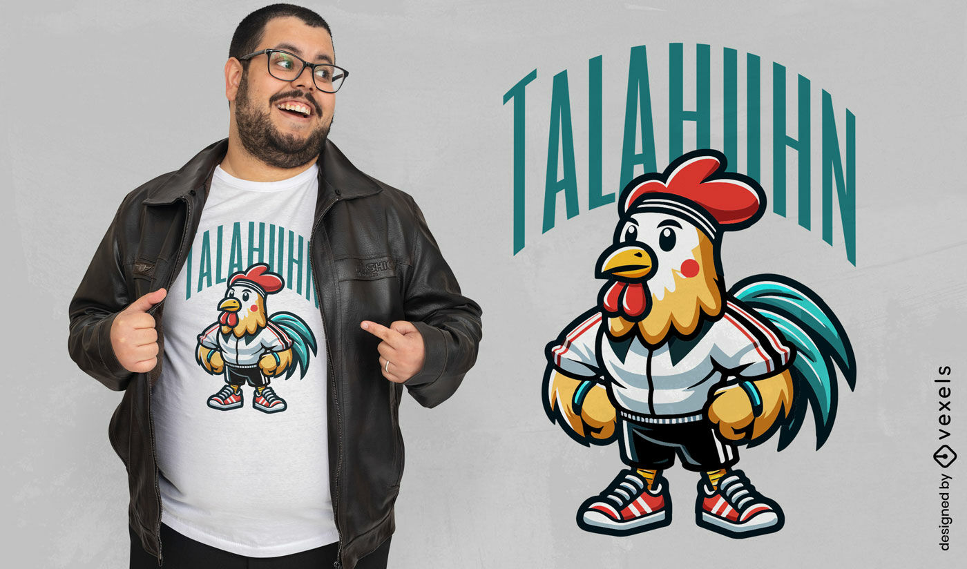 Design de camiseta com mascote do galo urbano