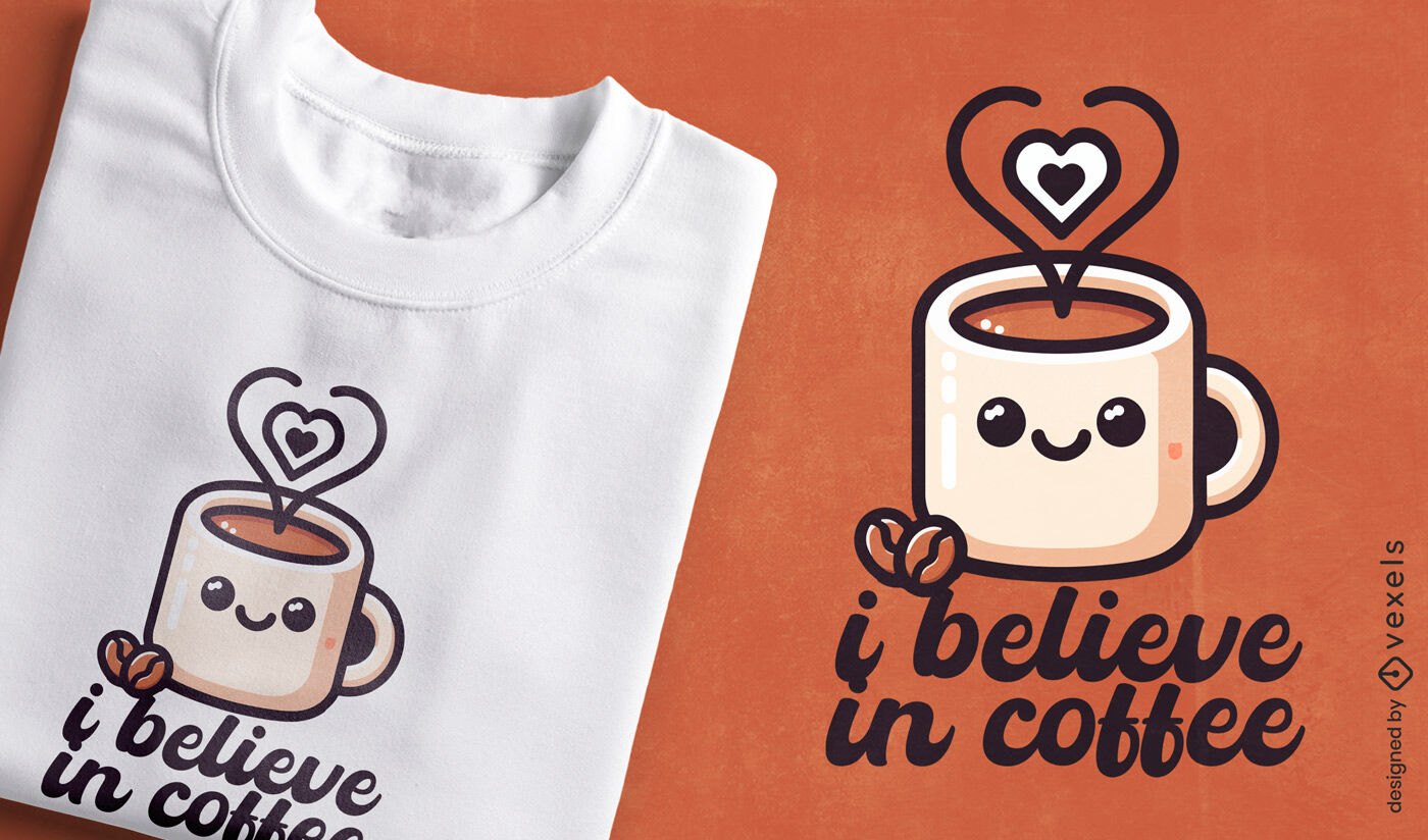 Design de camiseta kawaii amante de café