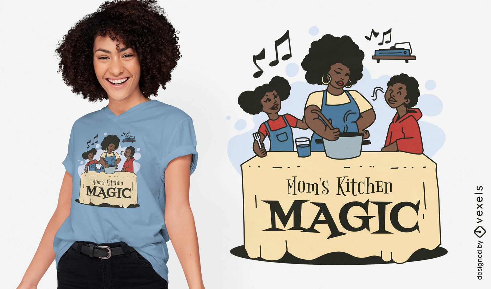 Design de camiseta mágica da cozinha da mãe