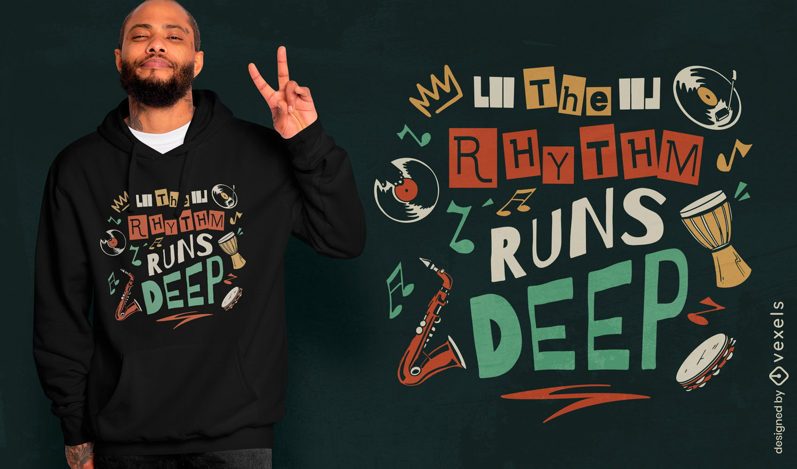 Musical rhythm deep t-shirt design