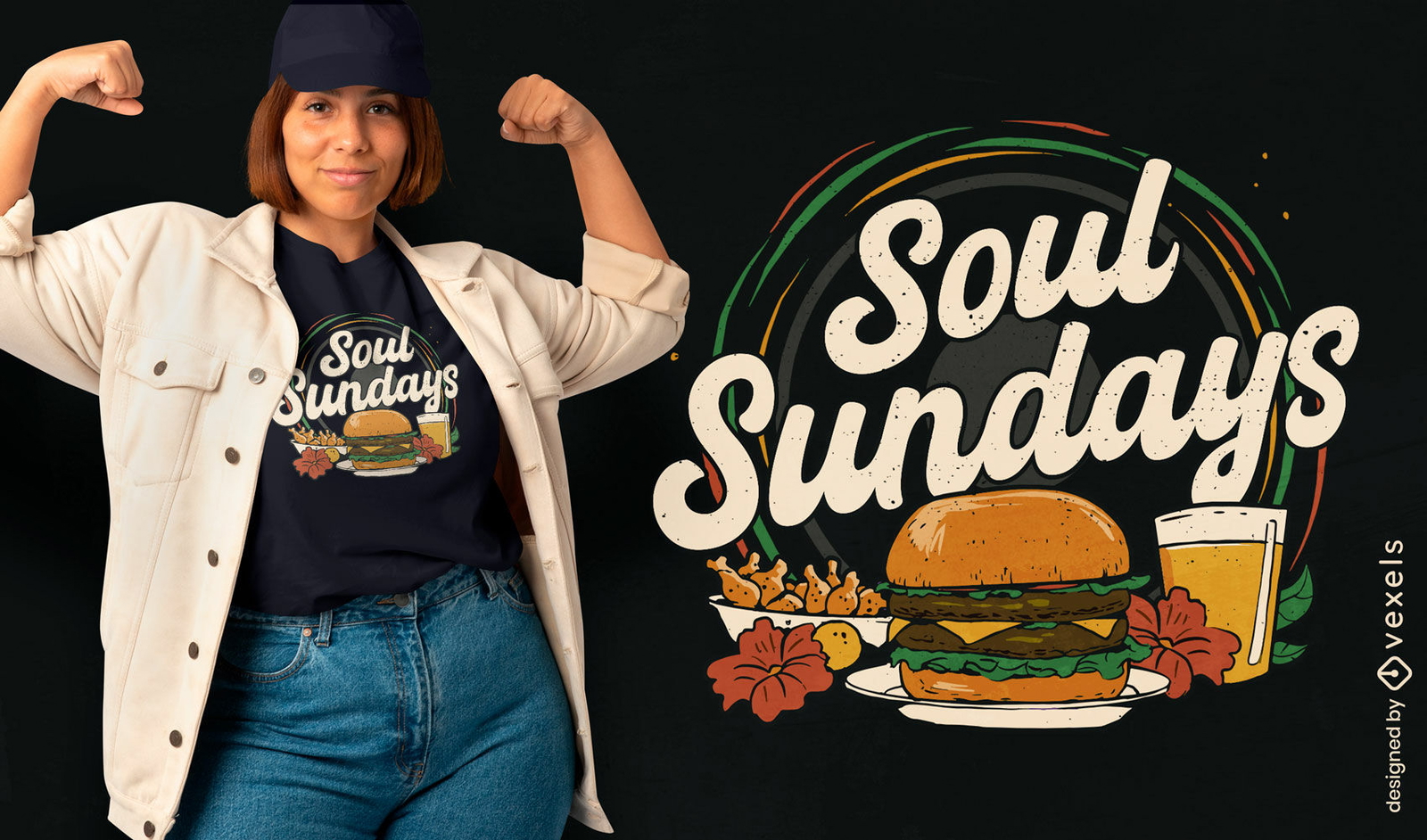 Diseño de camiseta de hamburguesa Soul Sundays