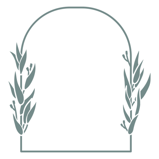 Marco de arco minimalista con detalles botánicos. Diseño PNG