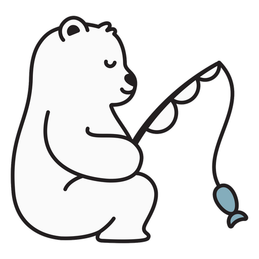 Cute polar bear fishing design PNG Design