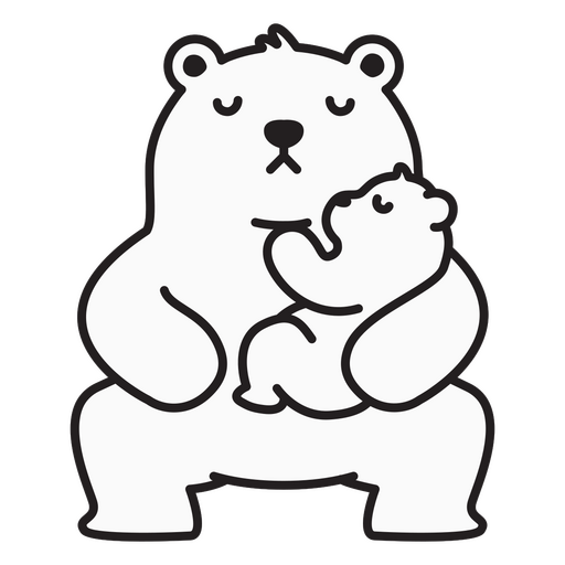 Cute bear holding baby bear design PNG Design