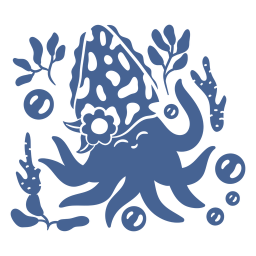 Octopus with a flower design PNG Design