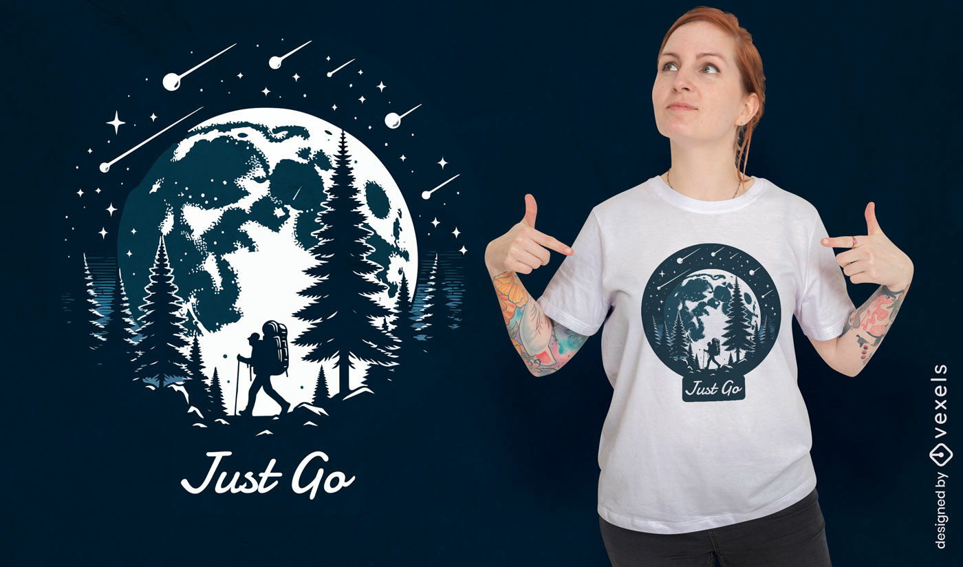 Forest night hike t-shirt design