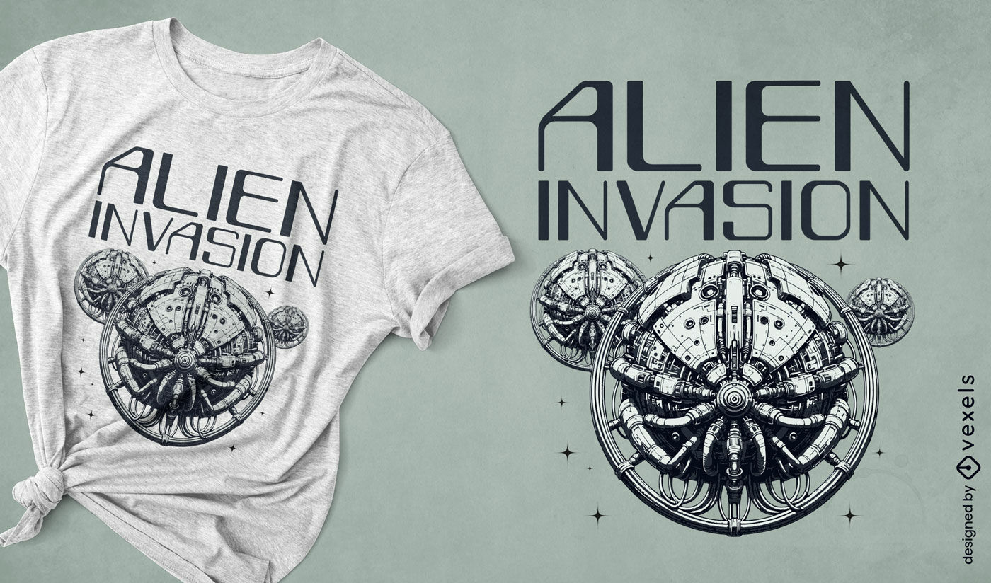 Diseño de camiseta de nave espacial extraterrestre