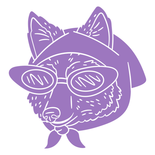 Purple dog wearing sunglasses and a bow tie PNG Design