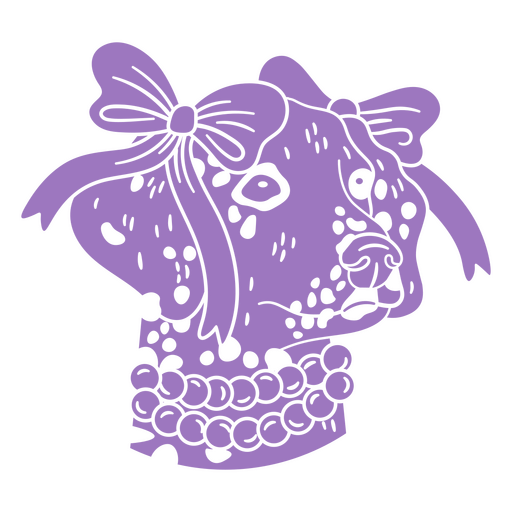 Purple dog with bow tie and pearls design PNG Design