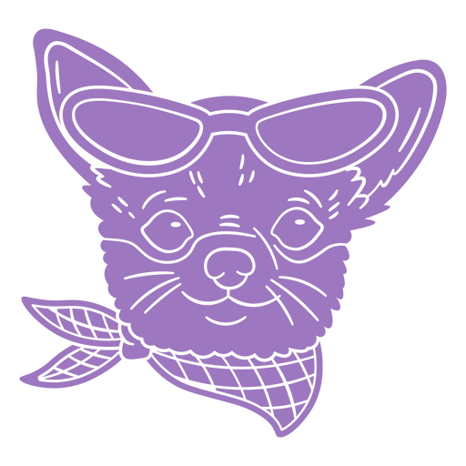 Cachorro roxo com design de óculos Desenho PNG