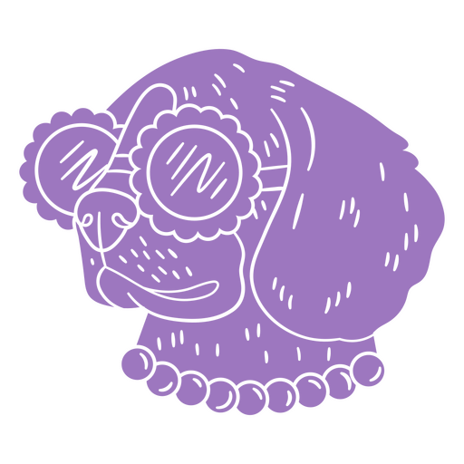 Purple dog with glasses design PNG Design