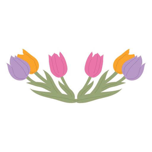 Design de buquê de tulipas rosa e amarelas Desenho PNG