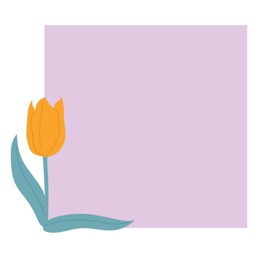 Diseño morado con una sola flor naranja. Diseño PNG